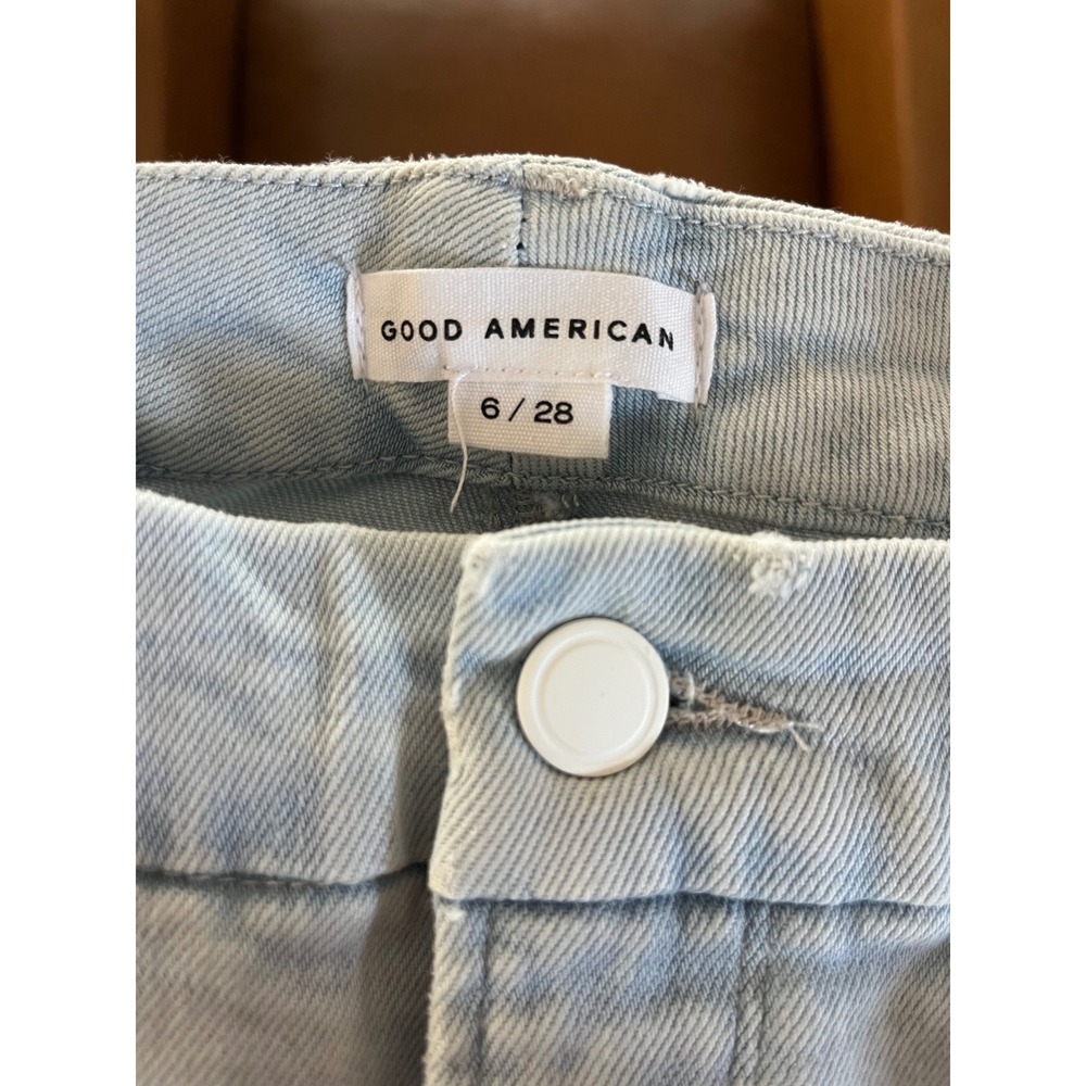 Good‎ American Good Straight High Rise Jeans Light Blue Wash Size 6/28 - Picture 5 of 12